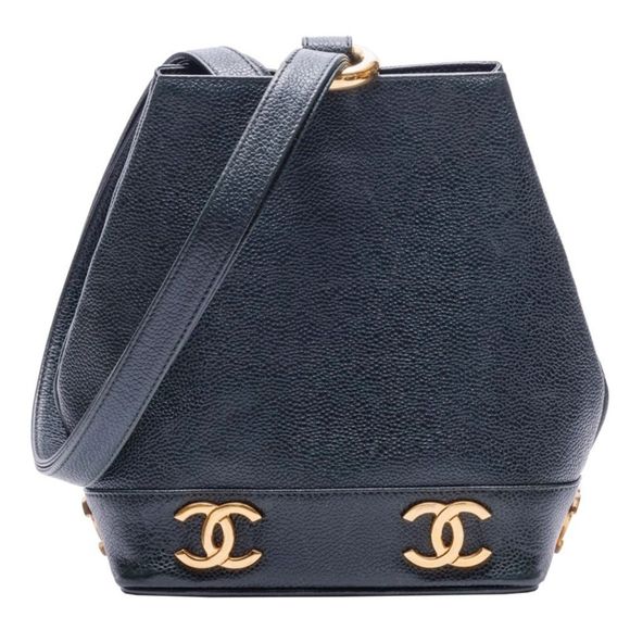 Chanel Caviar Skin Triple Chain Shoulder Bag Dark Green - Picture 1 of 9